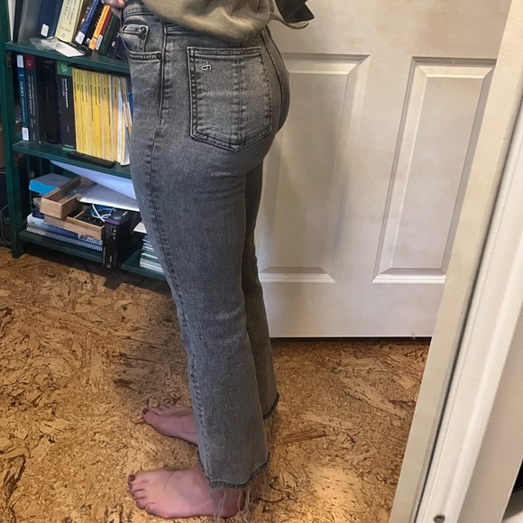 Rag and Bone Nina High Rise Frayed Hem Ankle Flare Jeans - Picture 3 of 5